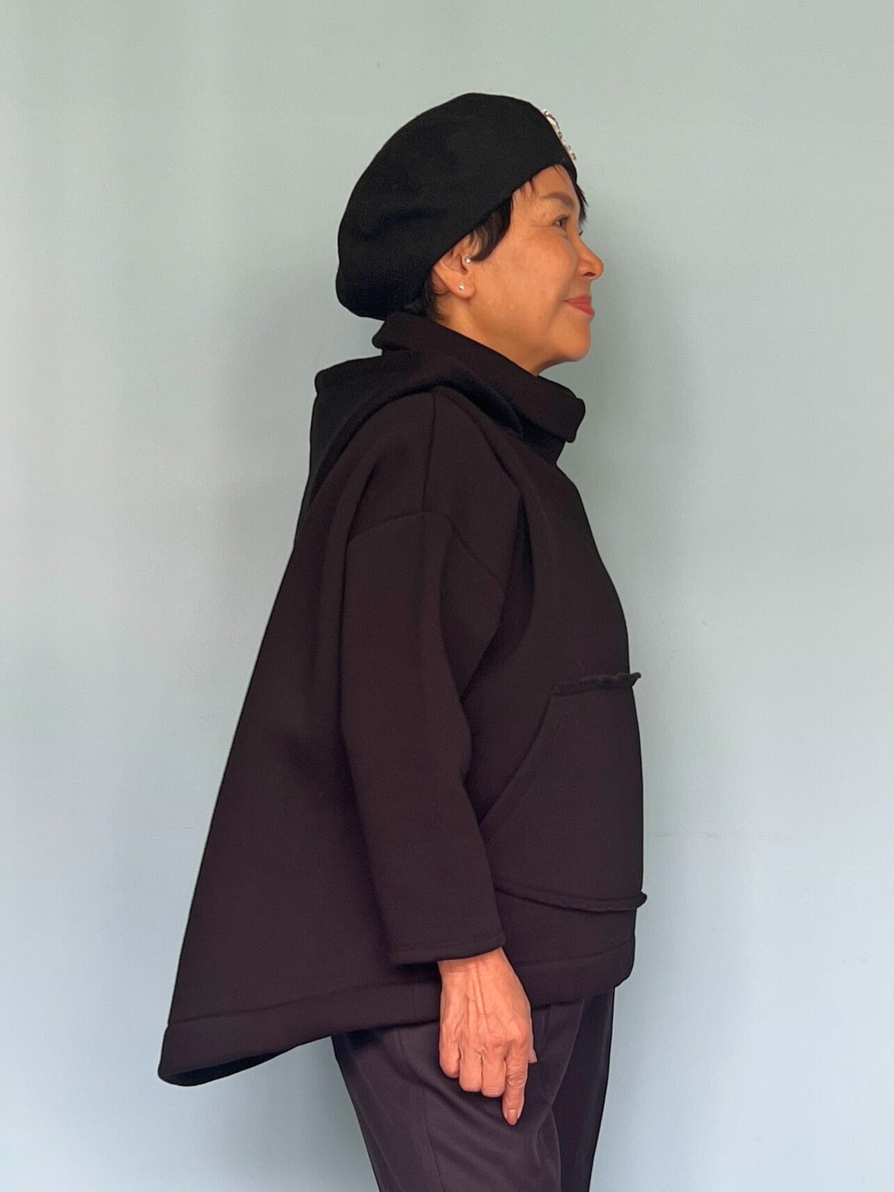 Aラインフード付きパーカー