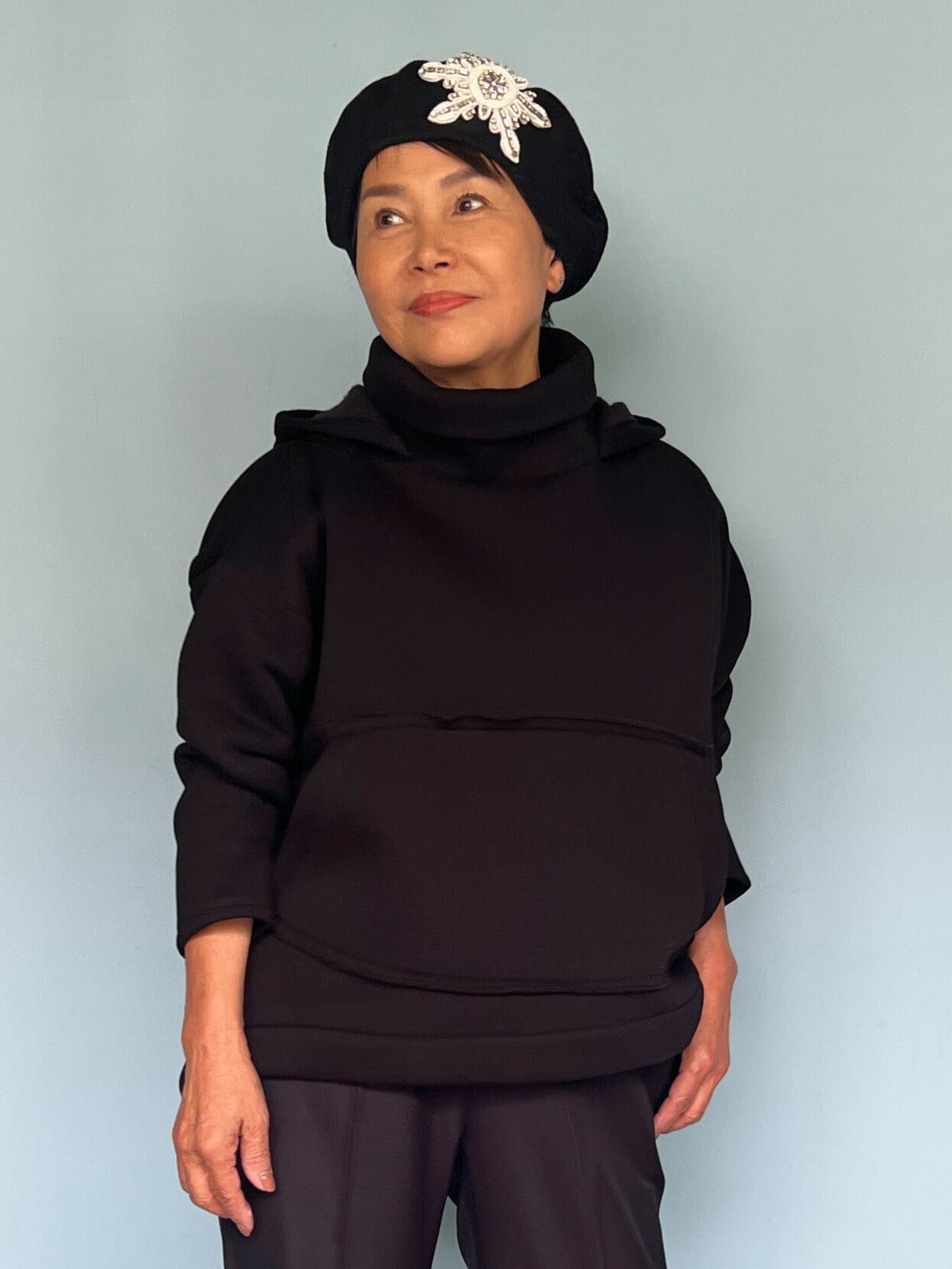 Aラインフード付きパーカー