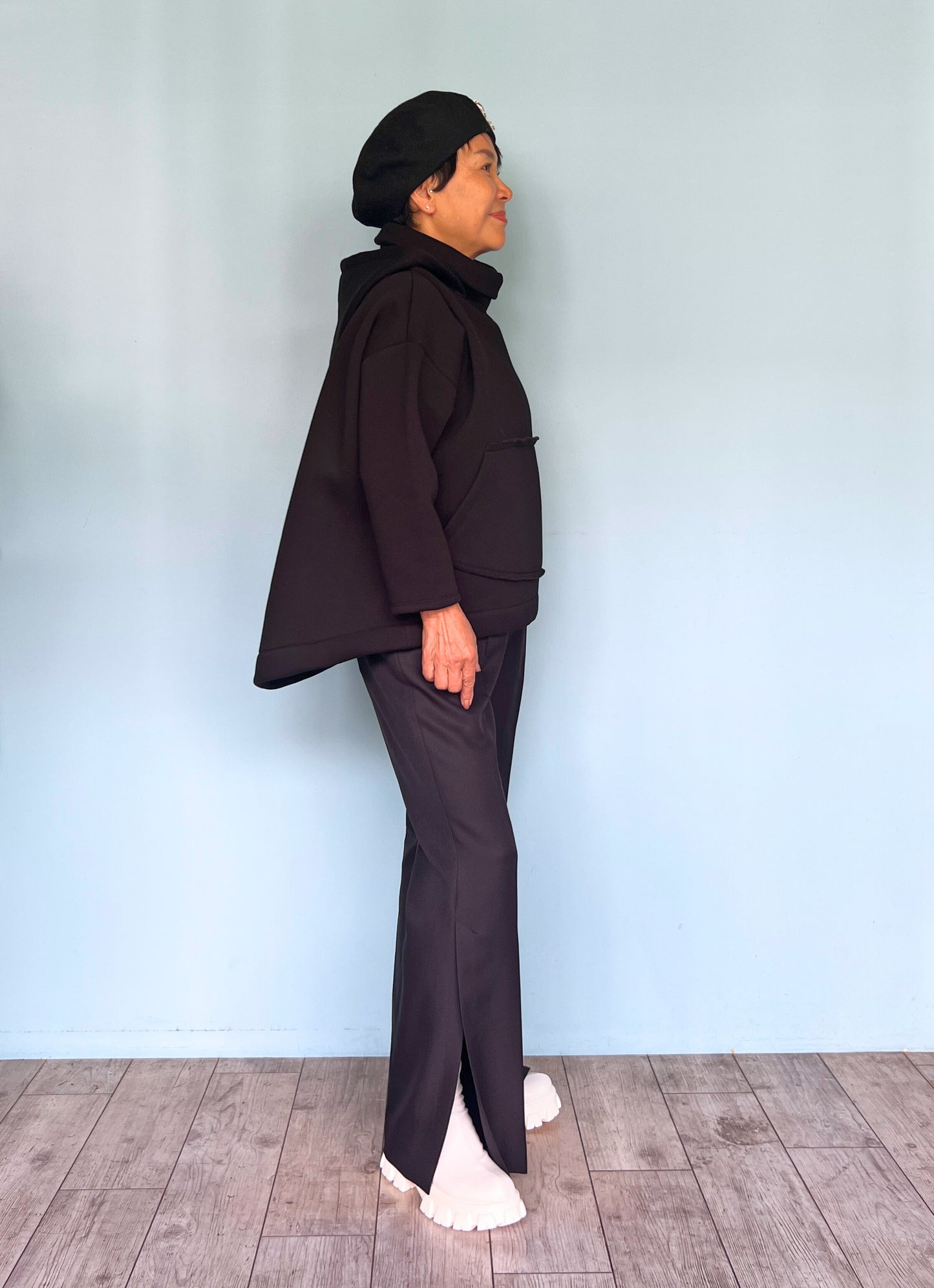 Aラインフード付きパーカー